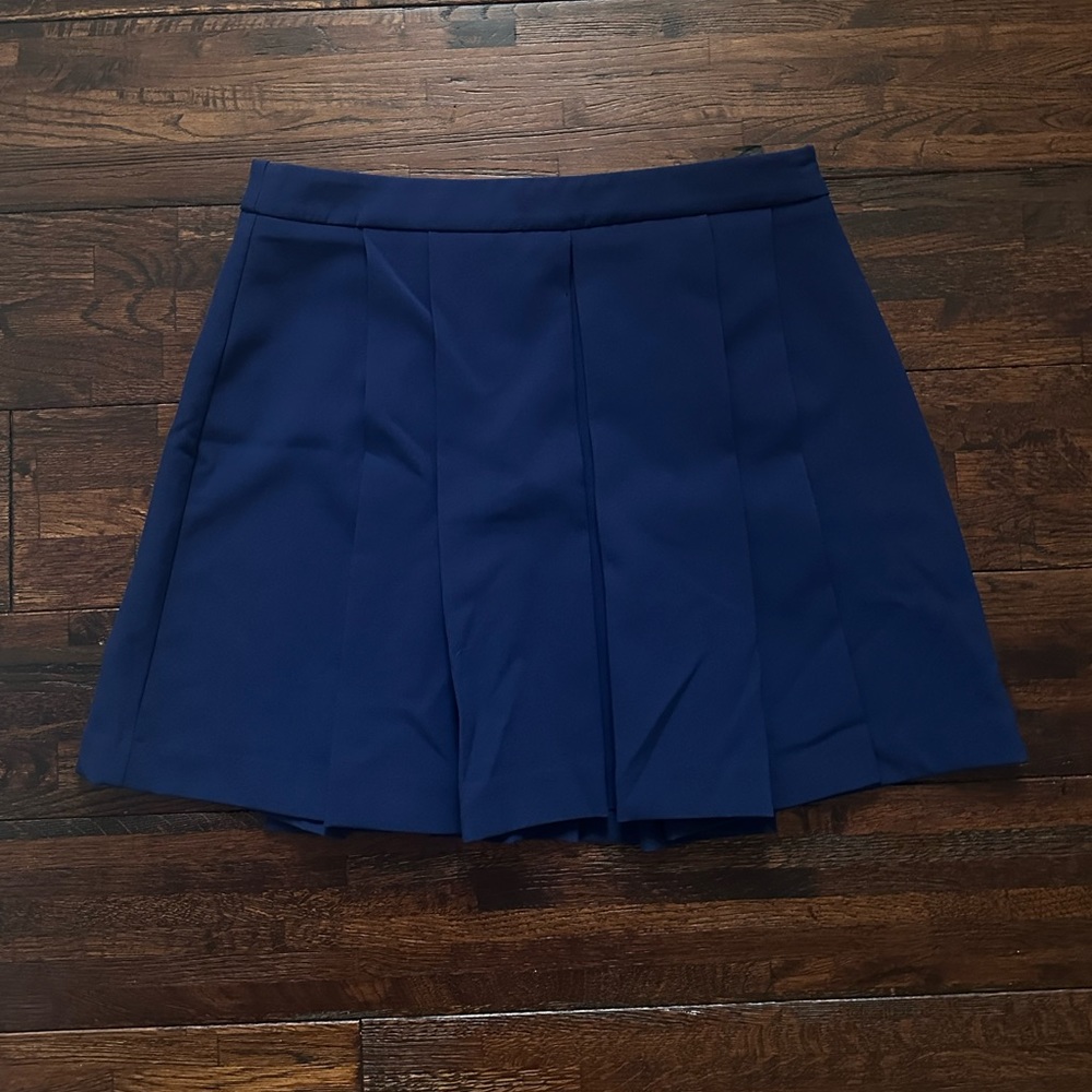 Navy Pleated Skirt